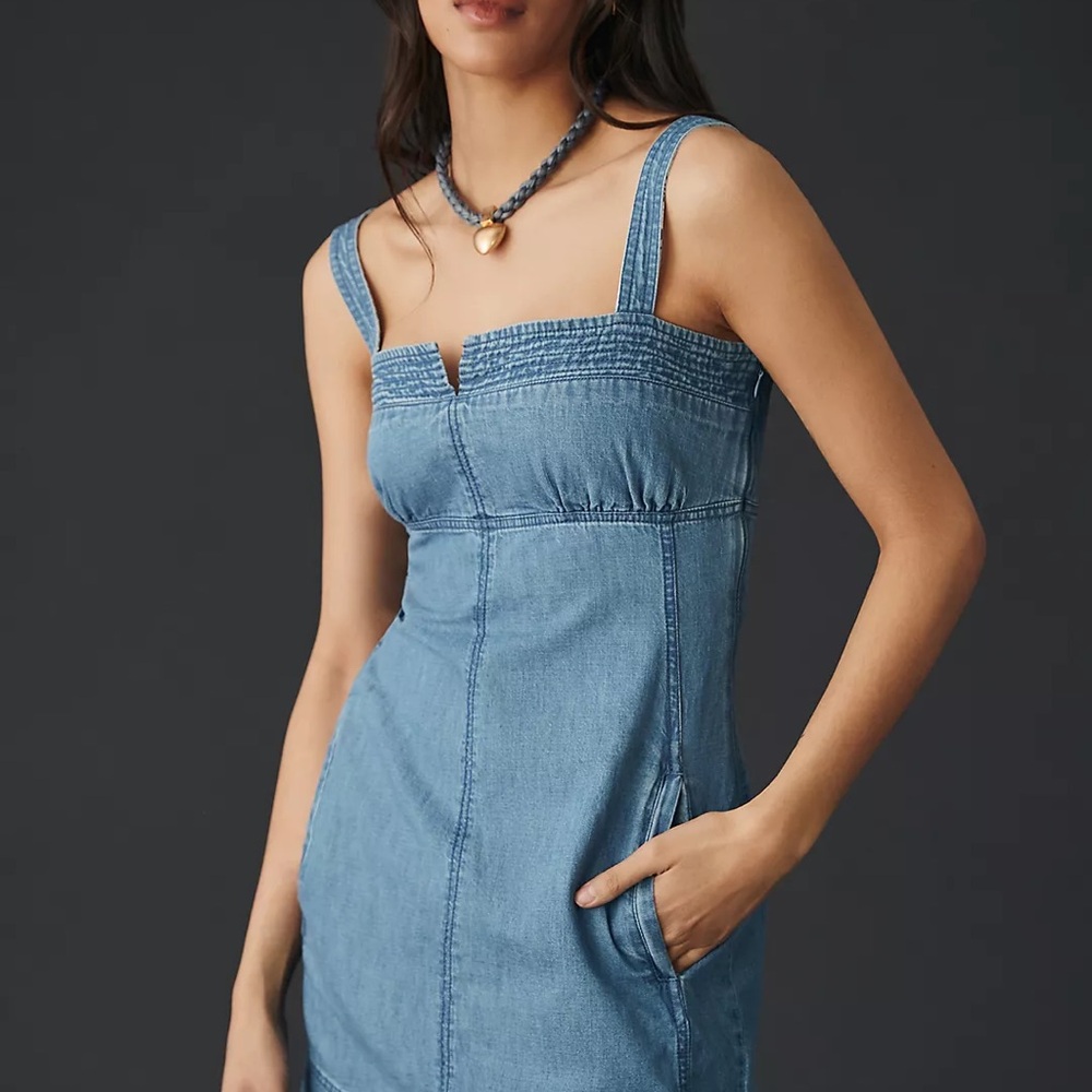 NWT Anthropologie Pilcro Square-Neck Denim Dress size 2